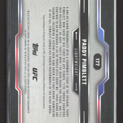 2025 Topps Chrome UFC Paddy Pimblett #177 Green Sapphire /99