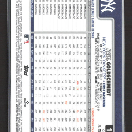 2025 Topps Chrome Paul Goldschmidt #168 Gold Wave Refractor 37/50