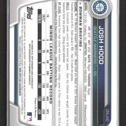 2023 Bowman Chrome Josh Hood #CPA-JHD Atomic Refractor 035/100 1st Bowman