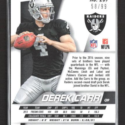2014 Panini Prizm Derek Carr #257 58/99 Blue Wave