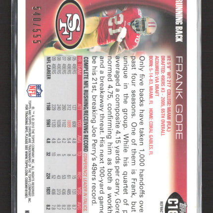 2010 Topps Chrome Frank Gore #C169 Purple Refractor /555