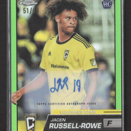 2023 Topps Chrome MLS Jacen Russell-Rowe #176 Green Refractor RC Auto /99