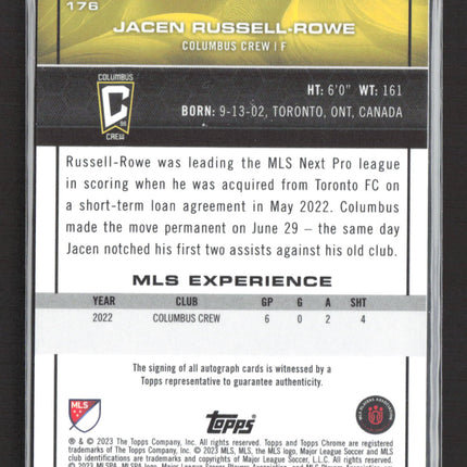 2023 Topps Chrome MLS Jacen Russell-Rowe #176 Green Refractor RC Auto /99