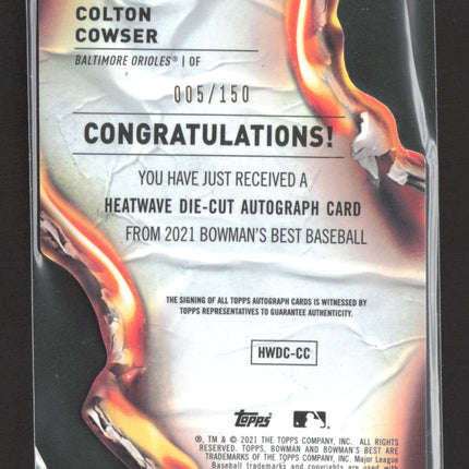 2021 Bowman's Best Heatwave Die-Cut Colton Cowser #HWDC-CC Die-cut 005/150 Auto
