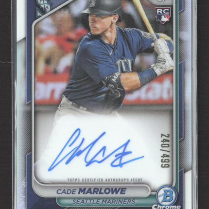 2024 Topps Bowman Chrome Cade Marlowe #CRA-CM Refractor RC 240/499 Auto