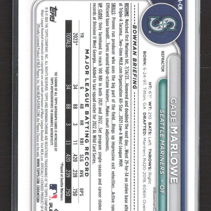 2024 Topps Bowman Chrome Cade Marlowe #CRA-CM Refractor RC 240/499 Auto
