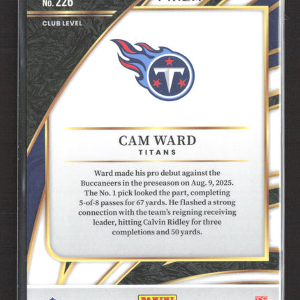 2026 Panini Select Prizm Cam Ward #226 Club Level RC Silver