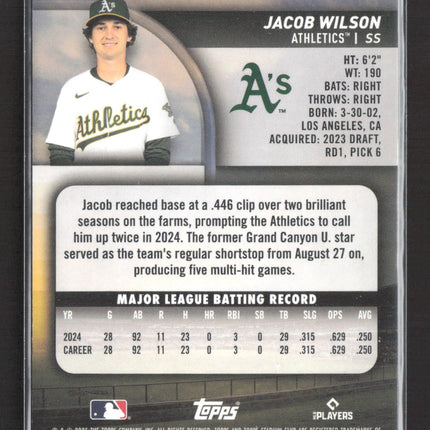 2025 Topps Stadium Club Jacob Wilson #33 Green RC 135/199