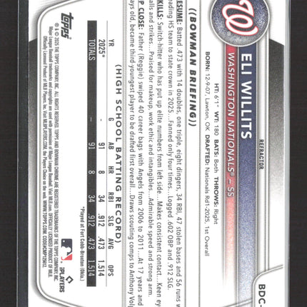 2025 Topps Bowman Chrome Eli Willits #BDC-1 Refractor