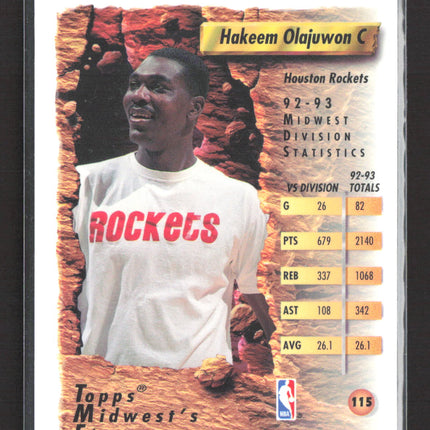1993 Topps Finest Midwest's Finest Hakeem Olajuwon #115 Refractor