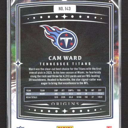 2025 Panini Origins Football Cam Ward #143 RC