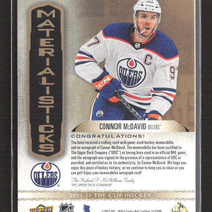 2023 UD The Cup Materialisticks Connor McDavid #MS A-CM Patch Stick Auto /15