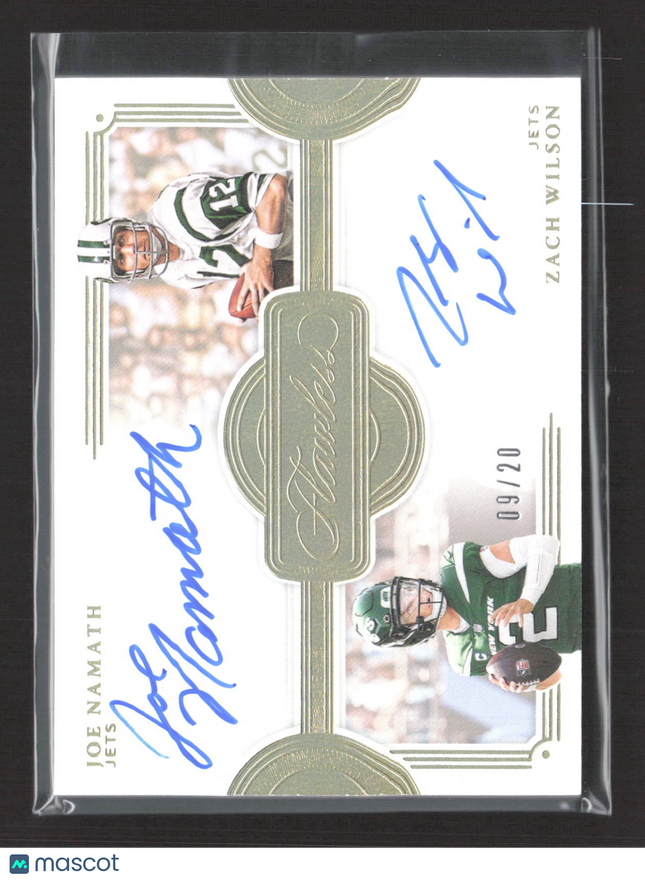 2021 Panini Flawless Zach Wilson Joe Namath #FDA-NW 09/20 Gold Auto