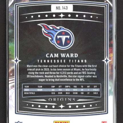 2025 Panini Origins Football Cam Ward #143 RC