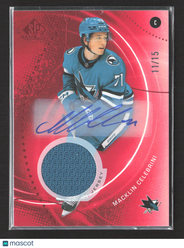 2026 Upper Deck SP Game Used Hockey Macklin Celebrini #160 Red Jersey Auto /15