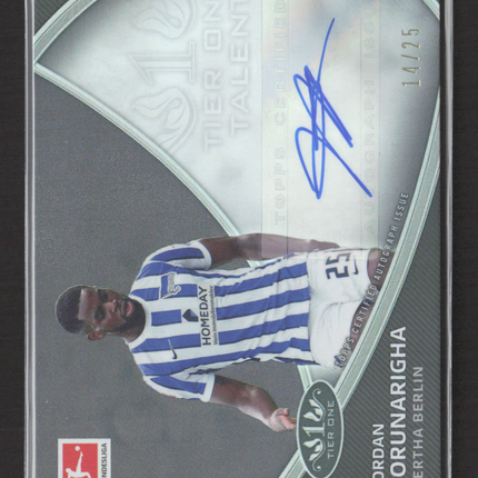 2021 Topps Tier One Bundesliga Jordan Torunarigha #TT-JT 14/25 Auto