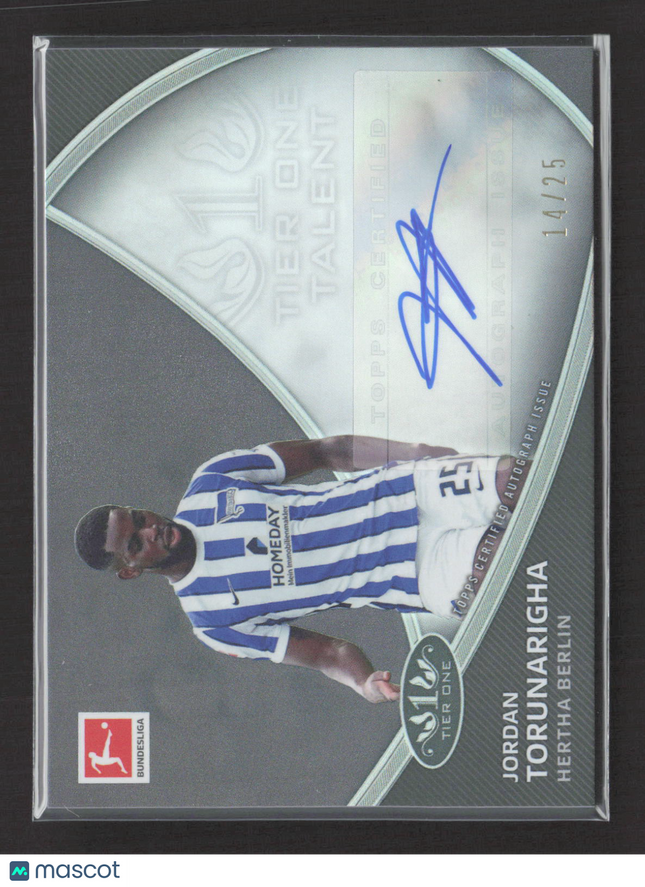 2021 Topps Tier One Bundesliga Jordan Torunarigha #TT-JT 14/25 Auto