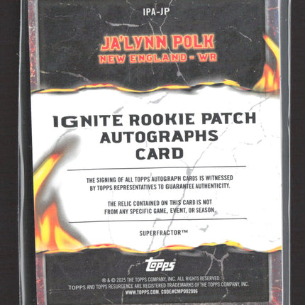 2025 Topps Resurgence Ignite Ja'Lynn Polk #IPA-JP Superfractor Auto Patch RC 1/1