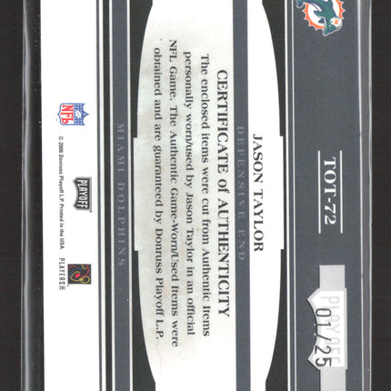 2006 Playoff Absolute Tools of the Trade Jason Taylor #TOT-72 Patch Shoe /25