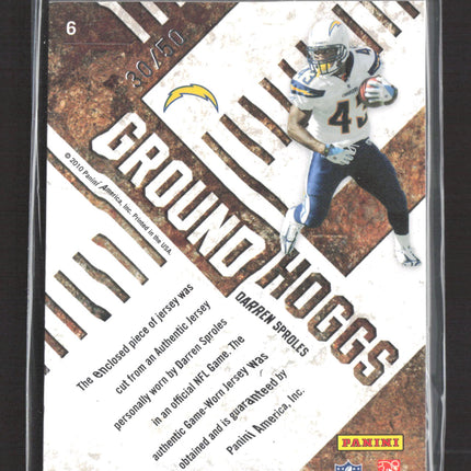 2010 Panini Absolute Ground Hoggs Darren Sproles #6 Prime 30/50 Logo Prime Patch