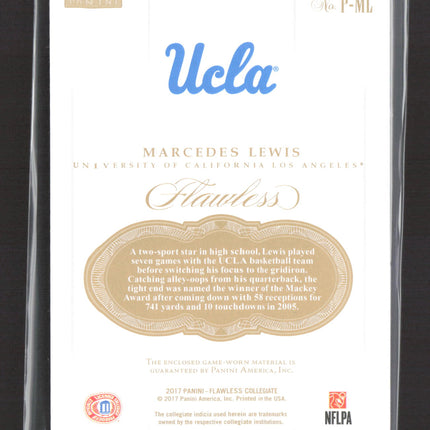 2017 Panini Flawless Collegiate Marcedes Lewis #P-ML Emerald Logo Patch /5