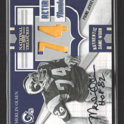 2009 Panini National Treasures Retired Numbers Merlin Olsen #32 Patch Auto 11/25