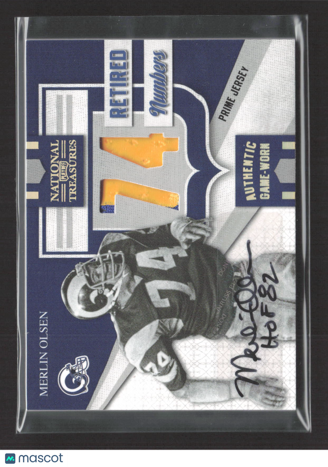 2009 Panini National Treasures Retired Numbers Merlin Olsen #32 Patch Auto 11/25