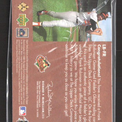 2001 UD Gold Glove Leather Bound Frank Robinson #LB-FR 20/25 GU Fielder's Glove