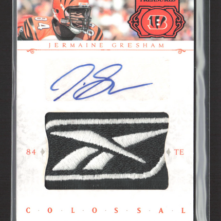 2012 National Treasures Colossal Jermaine Gresham #12 Reebok Logo Patch Auto 1/1