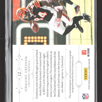 2012 National Treasures Colossal Jermaine Gresham #12 Reebok Logo Patch Auto 1/1