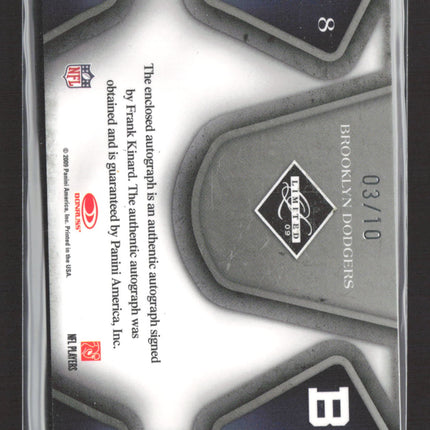2009 Panini Donruss Limited Limited Cuts Frank Kinard #8 03/10 Cut Auto