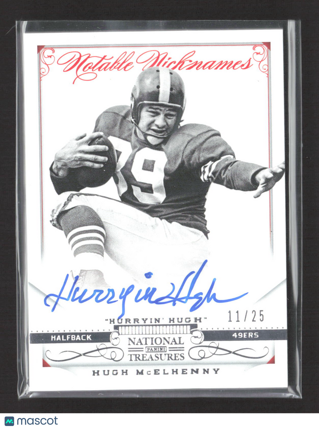 2013 Panini National Treasures Notable Nicknames Hugh McElhenny #41 Auto /25