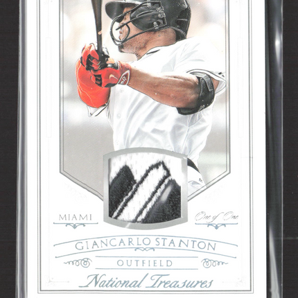 2015 Panini National Treasures Giancarlo Stanton #121 majestic Logo Patch 1/1