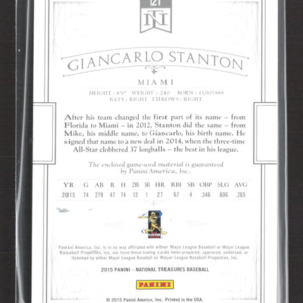 2015 Panini National Treasures Giancarlo Stanton #121 majestic Logo Patch 1/1