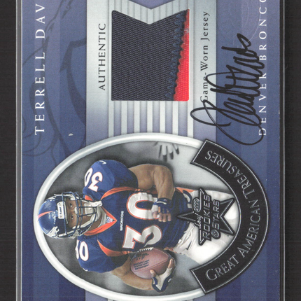 2000 Rookies & Stars Great American Treasures Terrell Davis Patch Auto 004/100