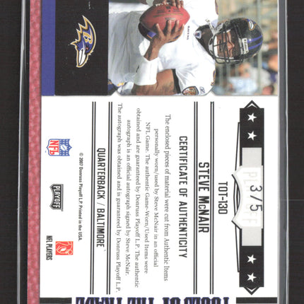 2007 Playoff Absolute Tools of the Trade Steve McNair #TOT130 Shoe Patch Auto /5