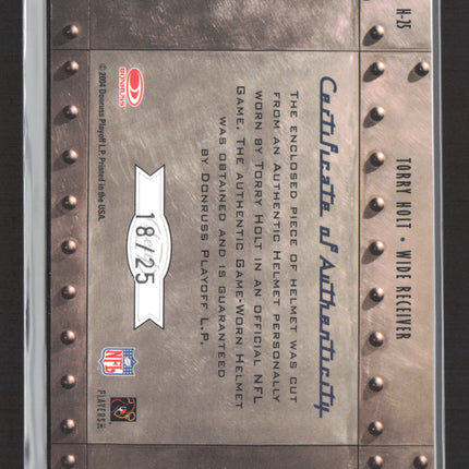 2004 Leaf Limited Hardwear Torry Holt #H-25 18/25 Helmet Auto /25