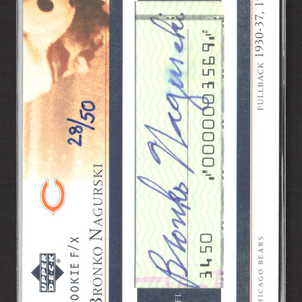 2002 Upper Deck Rookie F/X Bronko Nagurski #LC-BN Cut Signature 28/50 Auto