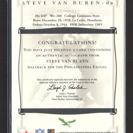 2004 Fleer Greats Steve Van Buren #GBA-SV Auto