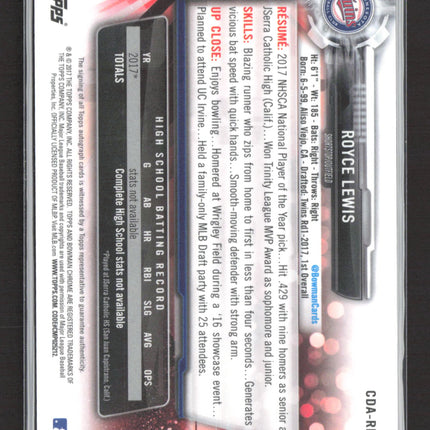 2017 Bowman Chrome Royce Lewis #CDA-RL 1st Auto