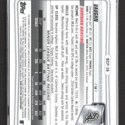 2020 Bowman Chrome Andrew Vaughn #BCP-26 Mojo Refractor Auto /25