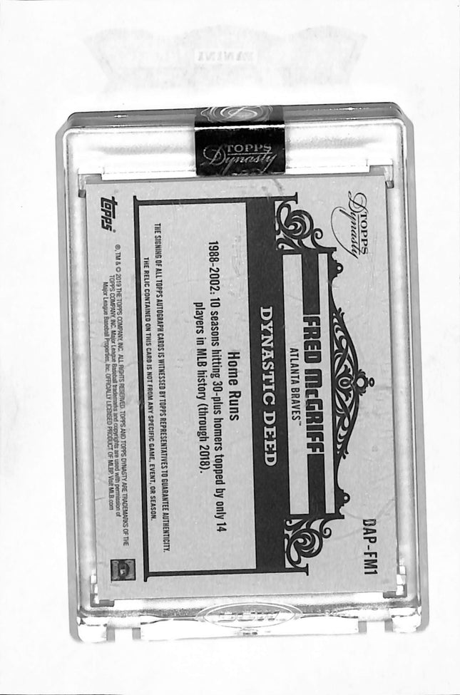 2019 Topps Dynasty Fred McGriff #DAP-FM1 04/10 Patch Auto