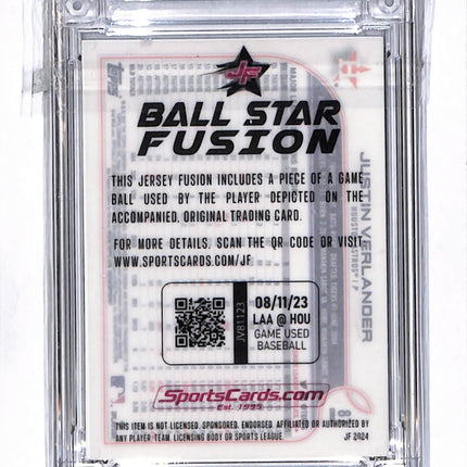 2024 Jersey Fusion Ball Star Fusion Justin Verlander #JF Game Used Ball Seam /44