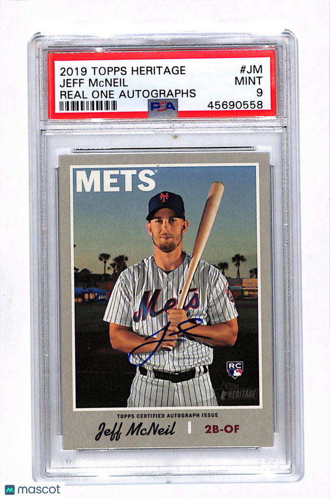 2019 Topps Heritage Real One Autographs Jeff Mcneil #JM PSA 9 Auto