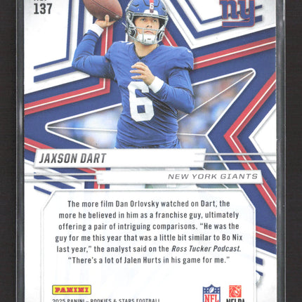 2025 Panini Rookies & Stars Jaxson Dart #137 RC Black /5