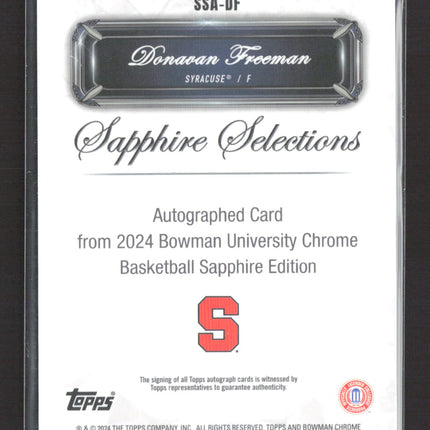 2024 Bowman University Chrome Sapphire Selections Auto Donavan Freeman #SSA-DF