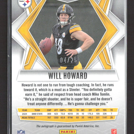 2025 Panini Phoenix Will Howard #165 Green 04/25 RC Auto