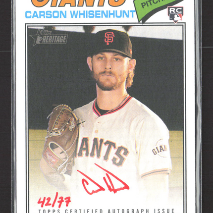 2026 Topps Heritage Carson Whisenhunt #ROA-CW Real One Red Ink Auto 42/77 RC