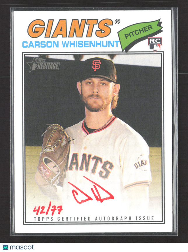 2026 Topps Heritage Carson Whisenhunt #ROA-CW Real One Red Ink Auto 42/77 RC