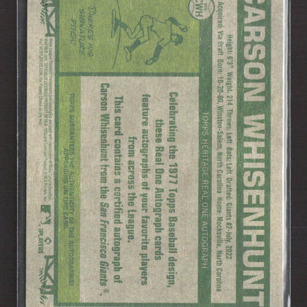 2026 Topps Heritage Carson Whisenhunt #ROA-CW Real One Red Ink Auto 42/77 RC